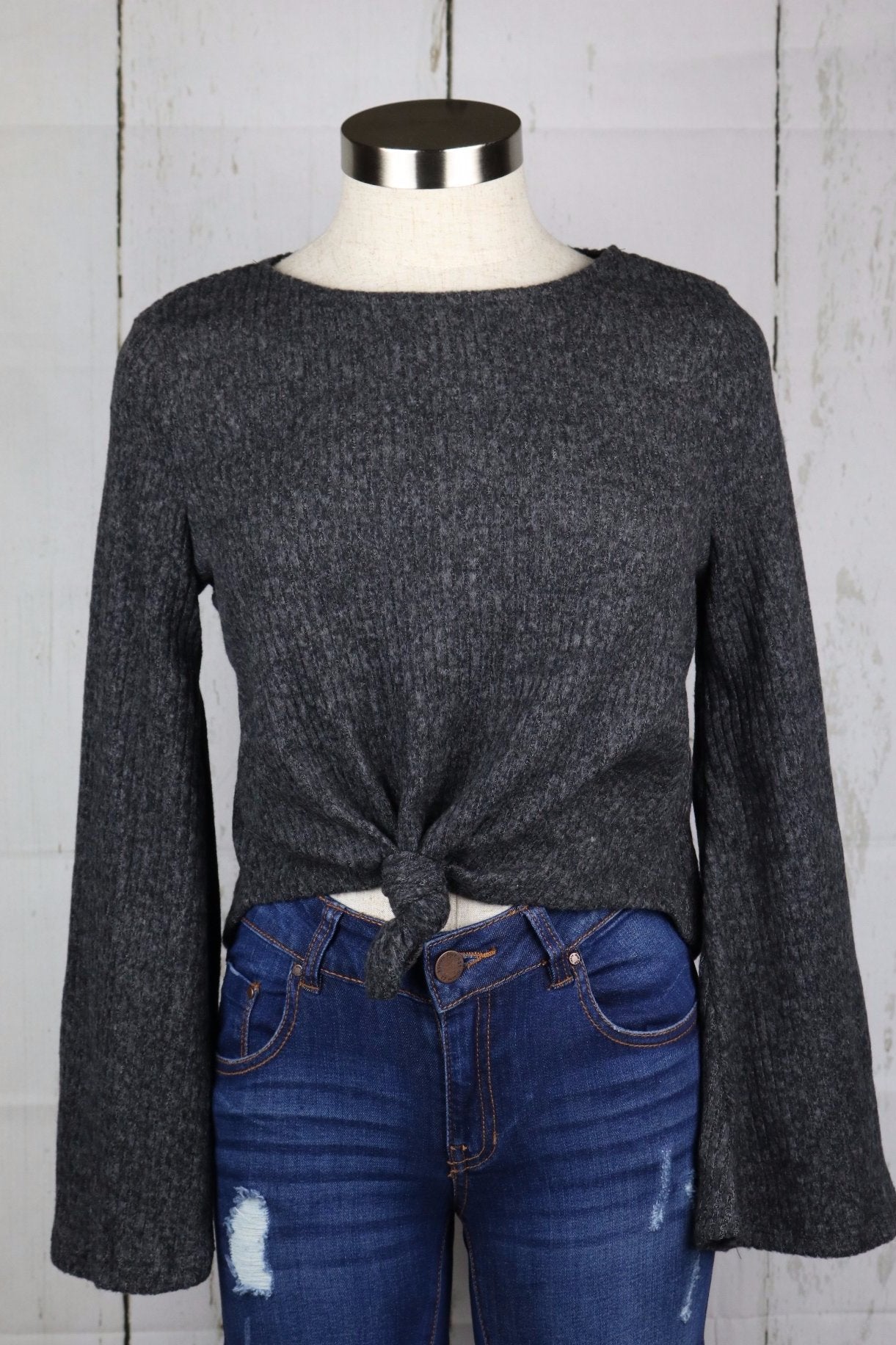 Zaylee Knot Top (Charcoal)